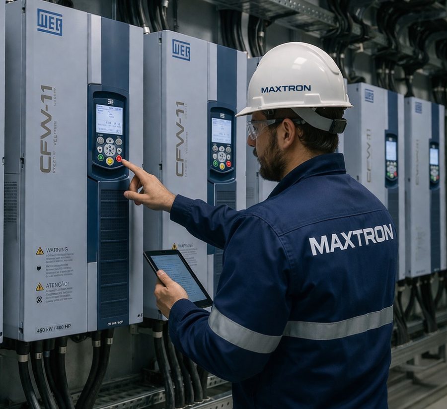 Técnico realizando manutenção preventiva em equipamento industrial